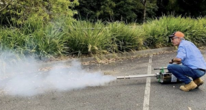 Real-life training with a fogging machine in Australia. No chemicals were used, ensuring safe, effective and environmentally friendly learning.